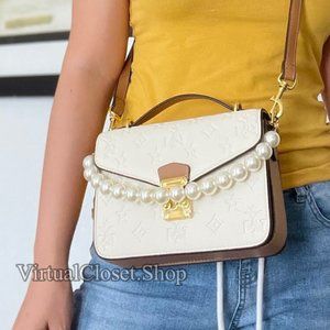 Bead Pearl Handle Sling Bag/ White